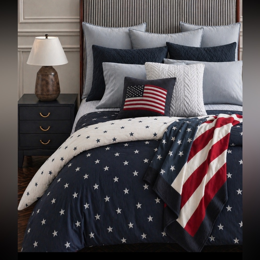 Pottery Barn Kids Star Organic percale cotton reversible full queen duvet cover